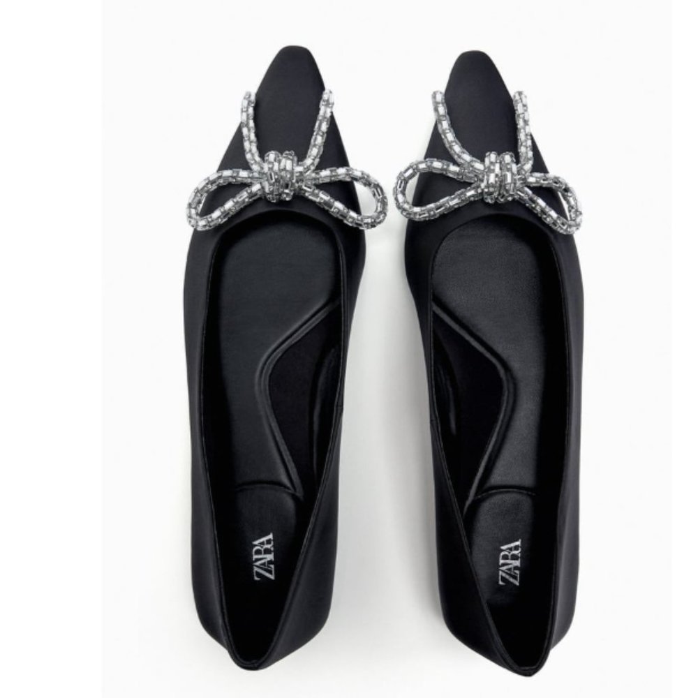ZARA EMBELLISHED BOW FLATS - NWT